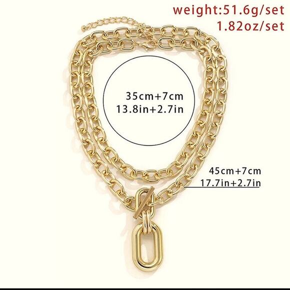 Oversized Gold Chunky Toggle Statement Necklace - Picture 5 of 5